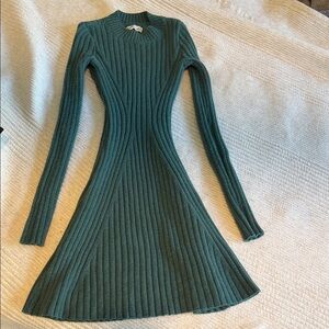 Hollister Teal Ribbed Long Sleeve Dress
